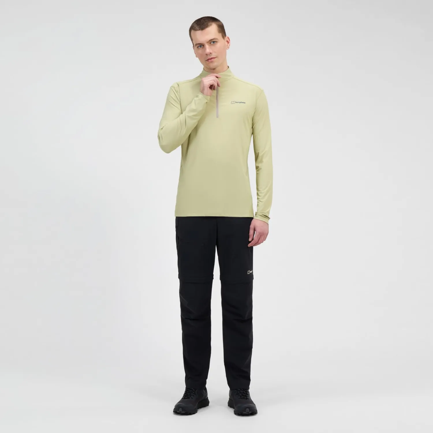 Berghaus Men's 24/7 Half Zip Long Sleeve Tech Tee - Natural Online