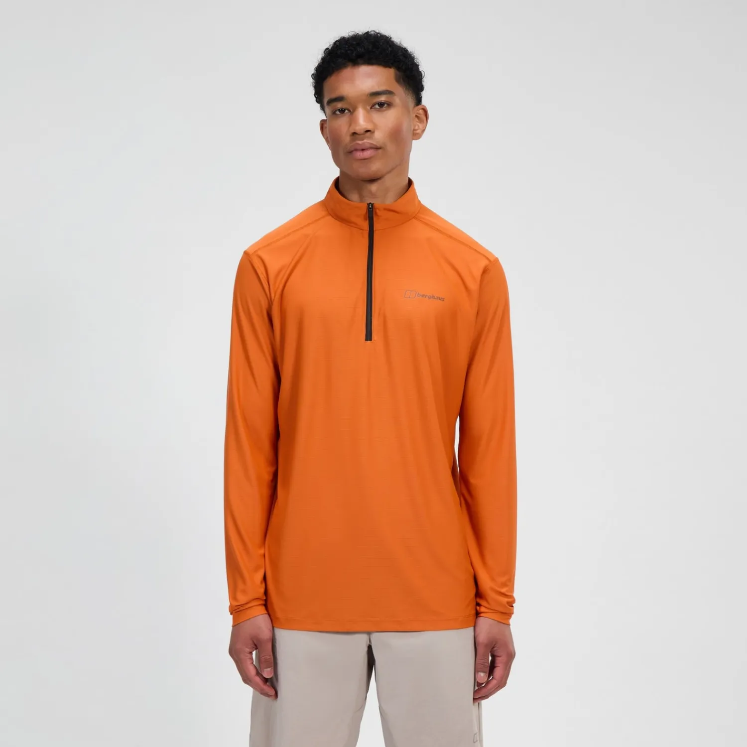 Berghaus Men's 24/7 Half Zip Long Sleeve Tech Tee - Orange Fashion