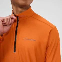 Berghaus Men's 24/7 Half Zip Long Sleeve Tech Tee - Orange Fashion