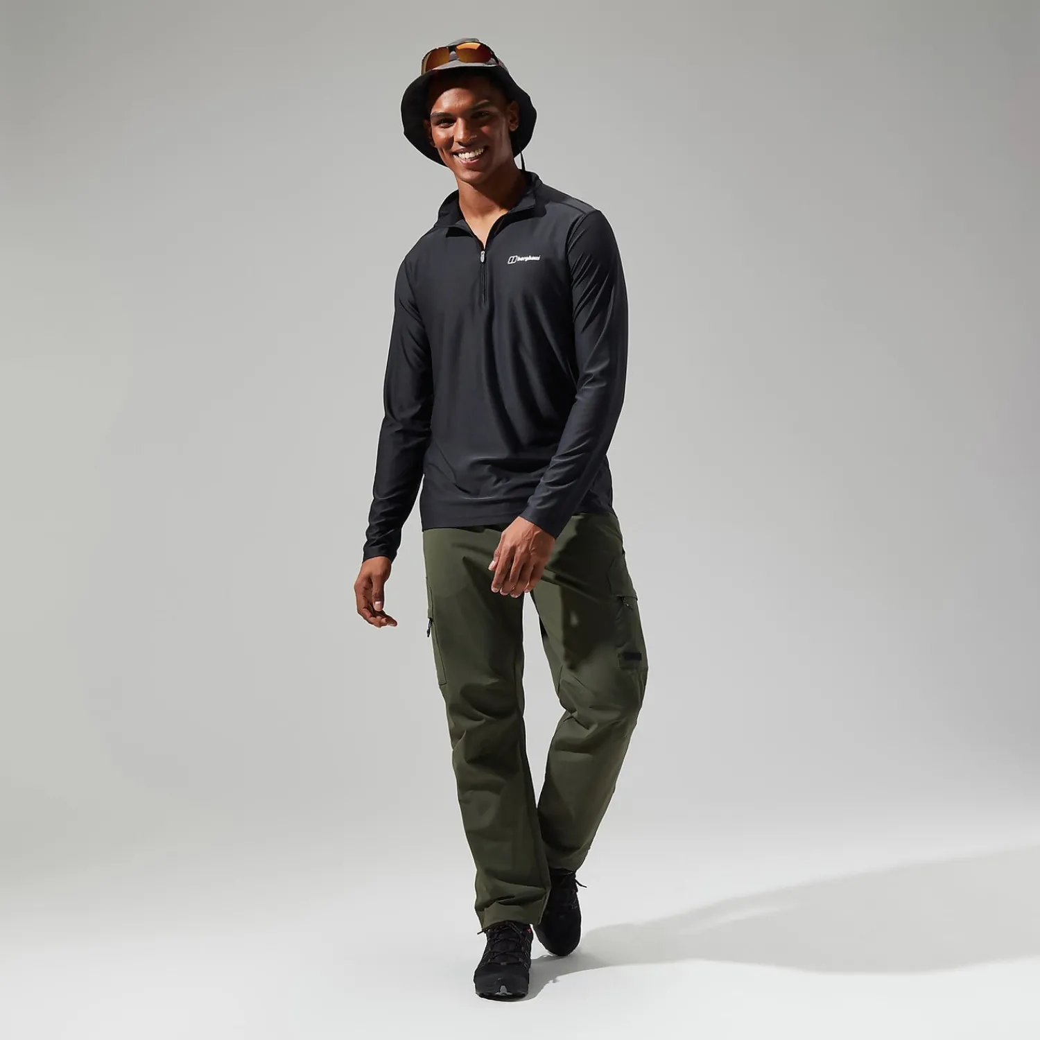 Berghaus Men's 24/7 Tech Tee Long Sleeve Half Zip - Black Clearance