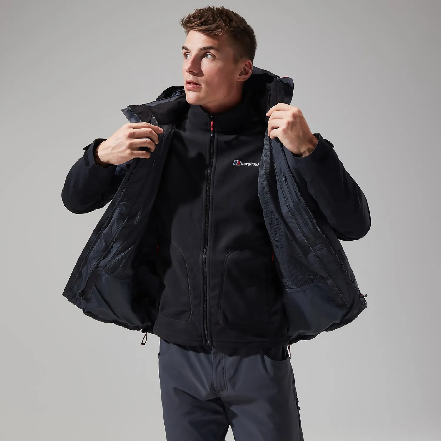 Berghaus Men's Arran Gemini 3in1 Jacket - Dark Grey/Black Outlet