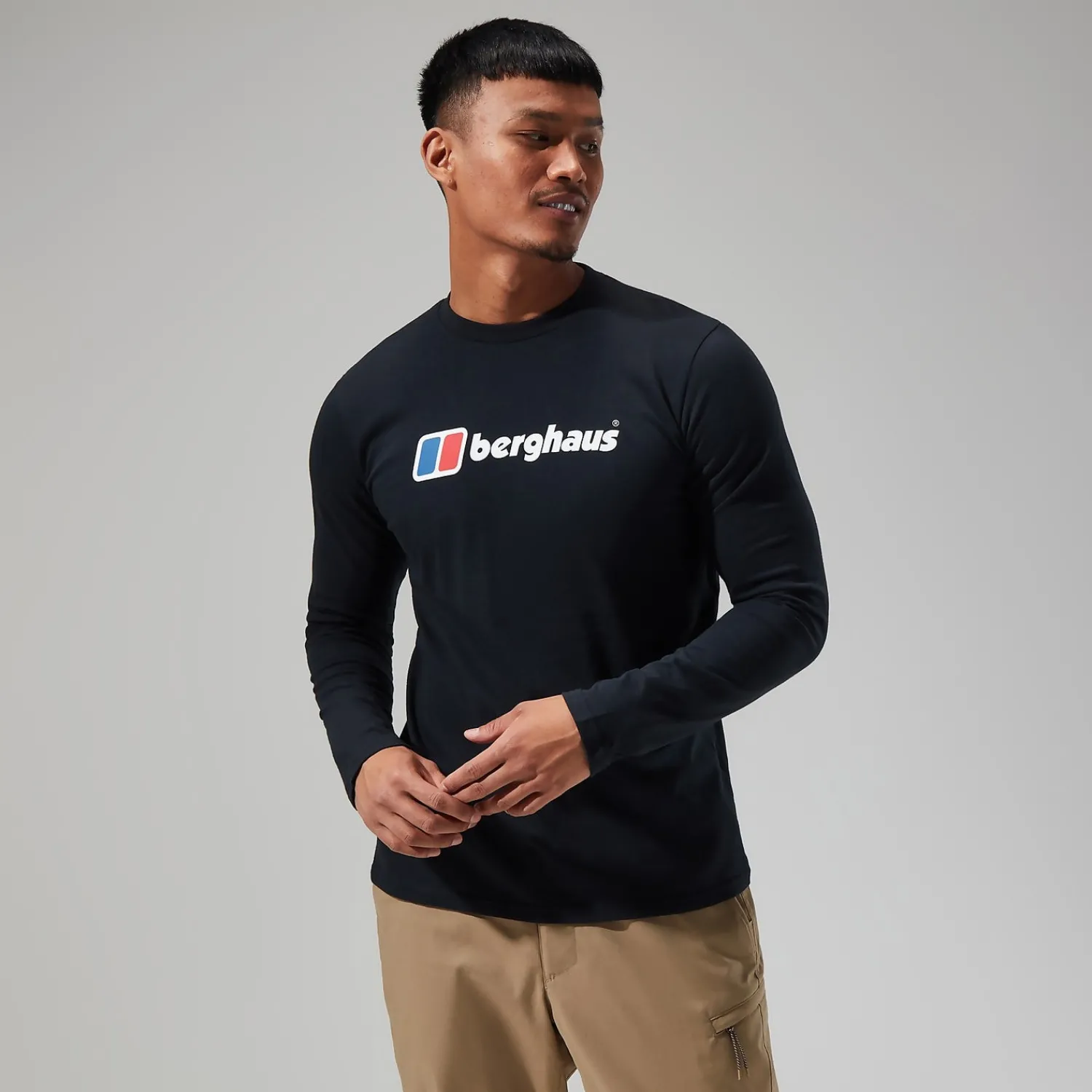 Berghaus Men's Organic Big Logo Long Sleeve Tee Black Online