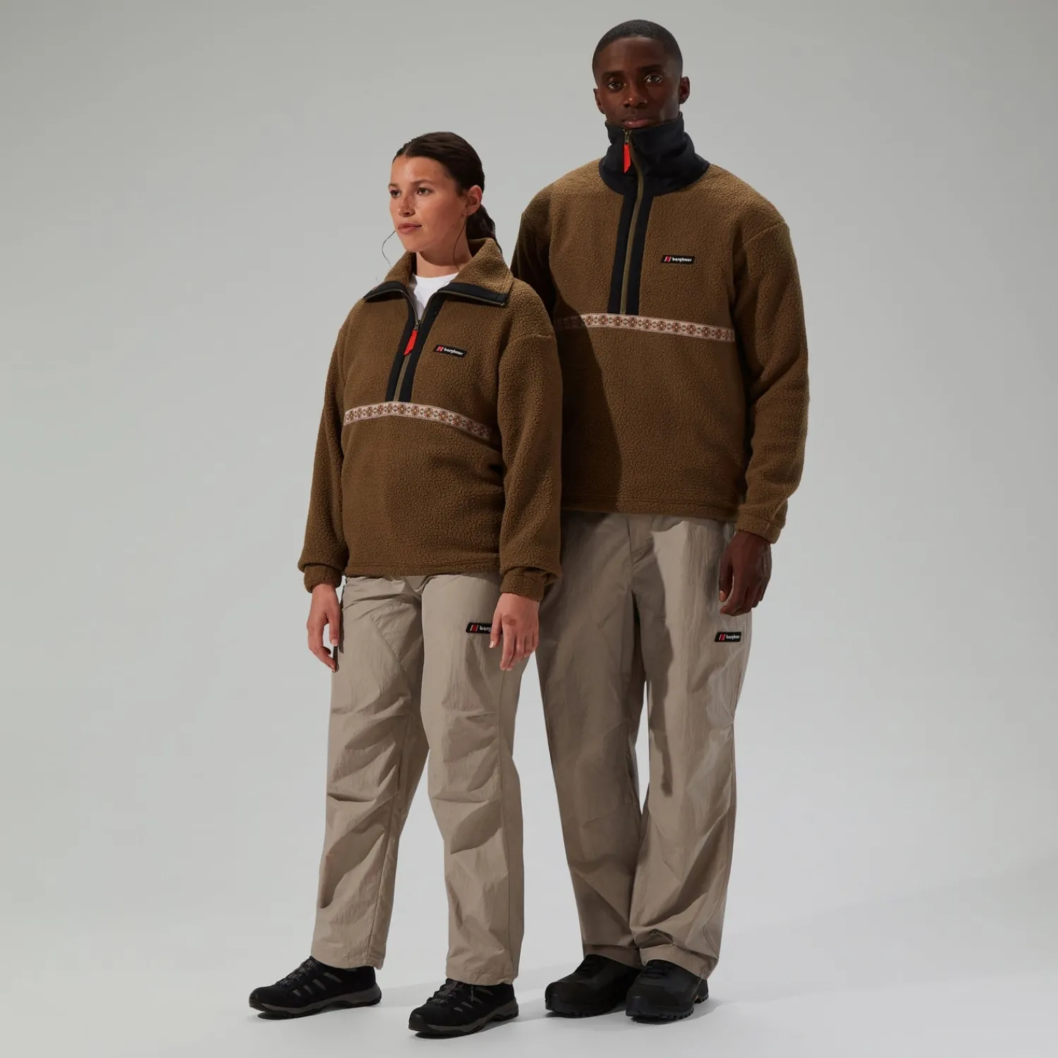 Berghaus Unisex Rhynie Aztec Half Zip Fleece - Brown/Black Clearance