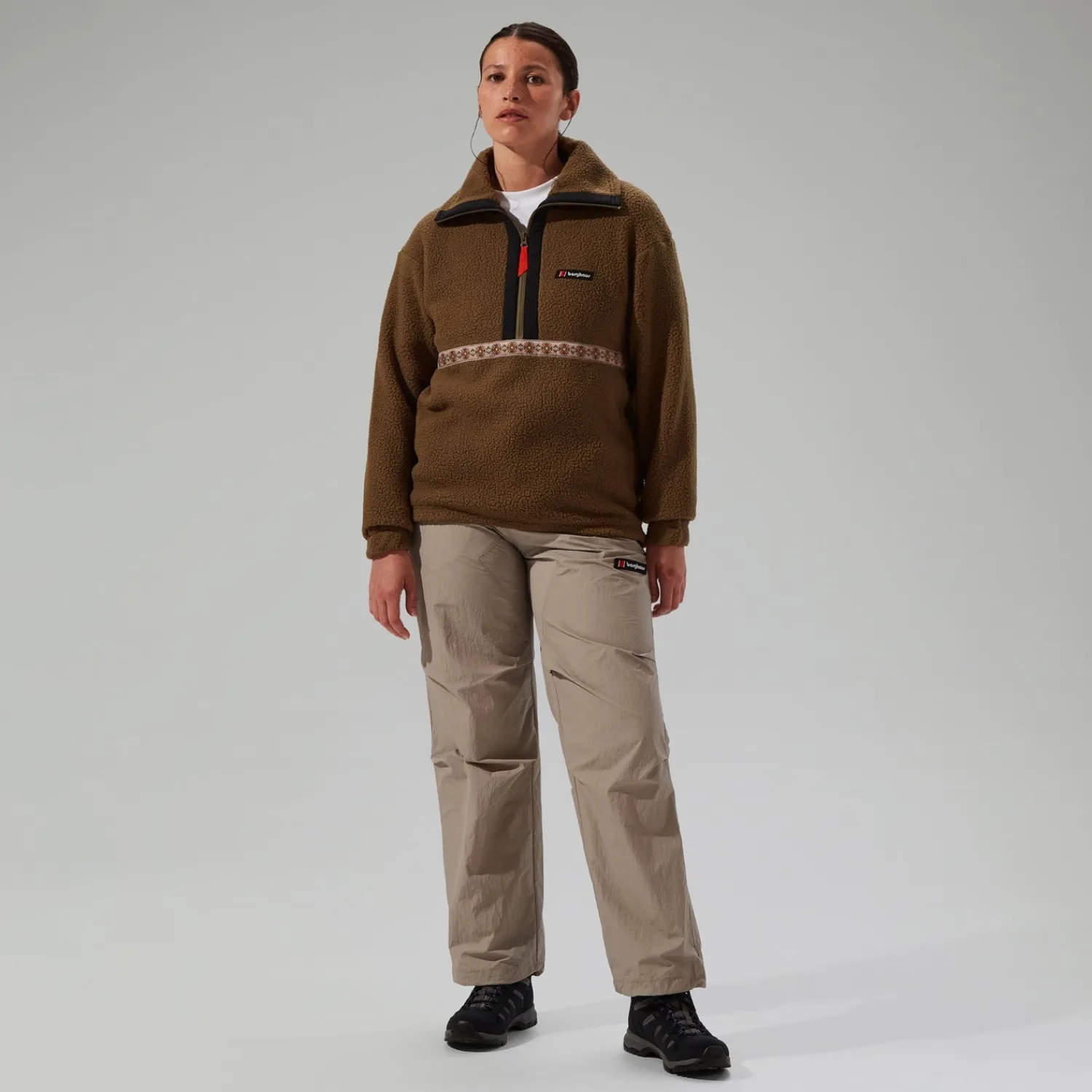 Berghaus Unisex Rhynie Aztec Half Zip Fleece - Brown/Black Clearance