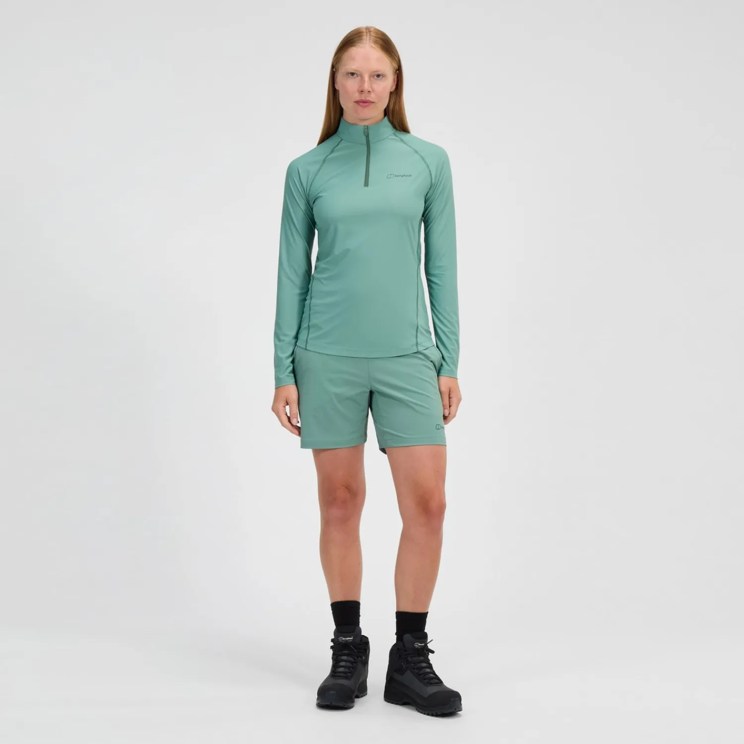 Berghaus Women's 24/7 Half Zip Long Sleeve Tech Tee - Green Best