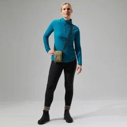 Berghaus Women's 24/7 Half Zip Long Sleeve Tech Tee - Turquoise Clearance
