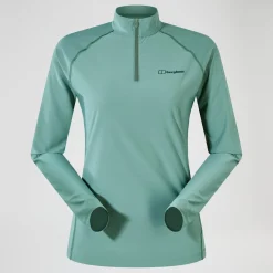 Berghaus Women's 24/7 Half Zip Long Sleeve Tech Tee - Green Best
