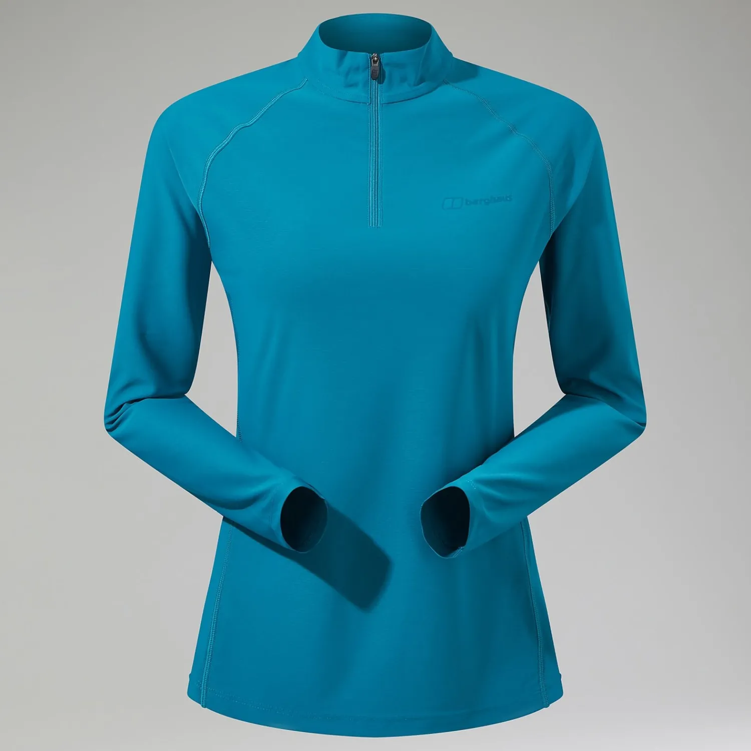 Berghaus Women's 24/7 Half Zip Long Sleeve Tech Tee - Turquoise Clearance