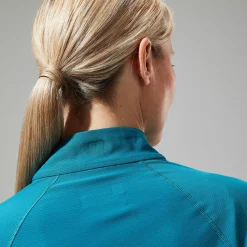 Berghaus Women's 24/7 Half Zip Long Sleeve Tech Tee - Turquoise Clearance