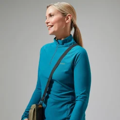 Berghaus Women's 24/7 Half Zip Long Sleeve Tech Tee - Turquoise Clearance