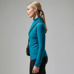 Berghaus Women's 24/7 Half Zip Long Sleeve Tech Tee - Turquoise Clearance