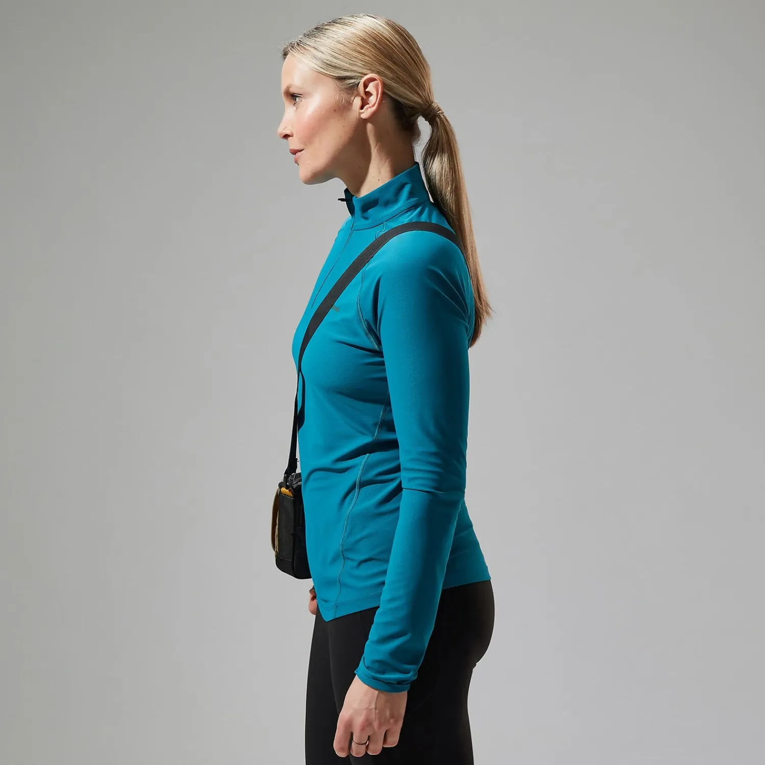 Berghaus Women's 24/7 Half Zip Long Sleeve Tech Tee - Turquoise Clearance