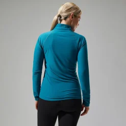 Berghaus Women's 24/7 Half Zip Long Sleeve Tech Tee - Turquoise Clearance