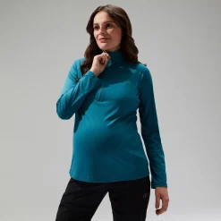 Berghaus Women's 24/7 Half Zip Maternity Long Sleeve Tech Tee - Turquoise Outlet