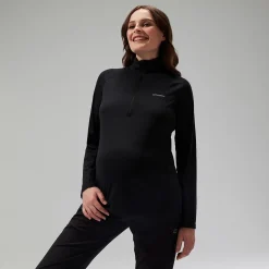 Berghaus Women's 24/7 Half Zip Maternity Long Sleeve Tech Tee Black Discount