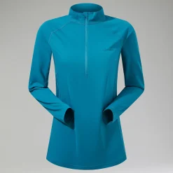 Berghaus Women's 24/7 Half Zip Maternity Long Sleeve Tech Tee - Turquoise Outlet