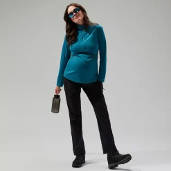 Berghaus Women's 24/7 Half Zip Maternity Long Sleeve Tech Tee - Turquoise Outlet