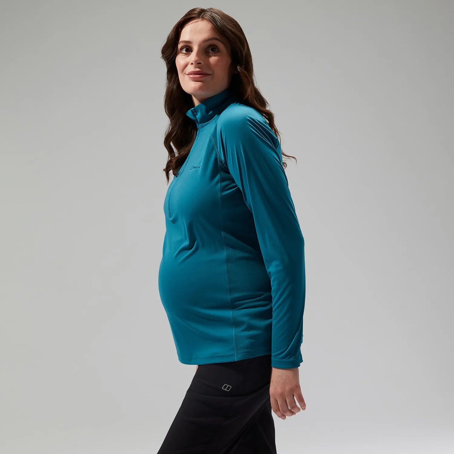 Berghaus Women's 24/7 Half Zip Maternity Long Sleeve Tech Tee - Turquoise Outlet