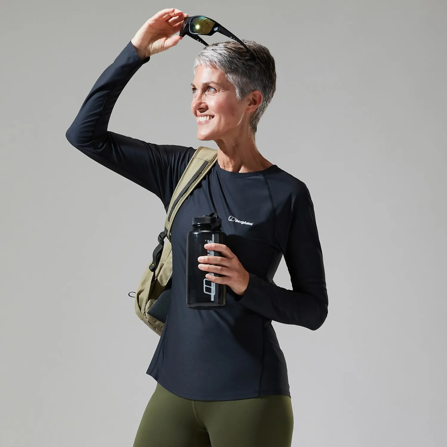 Berghaus Women's 24/7 Long Sleeve Crew Base Layer - Black Sale