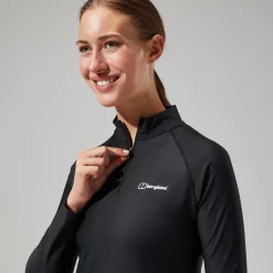 Berghaus Women's 24/7 Tech Tee Long Sleeve Half Zip - Black Best
