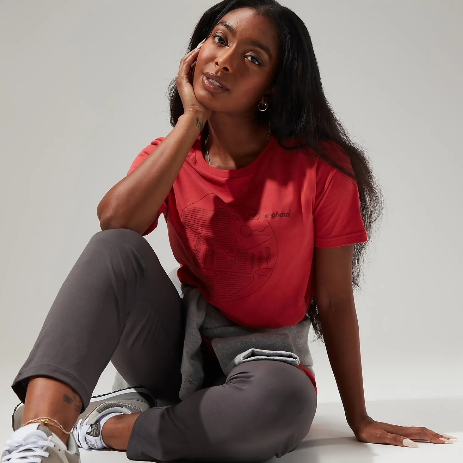 Berghaus Women's Linear Landscape Super Stretch Tee Red Sale