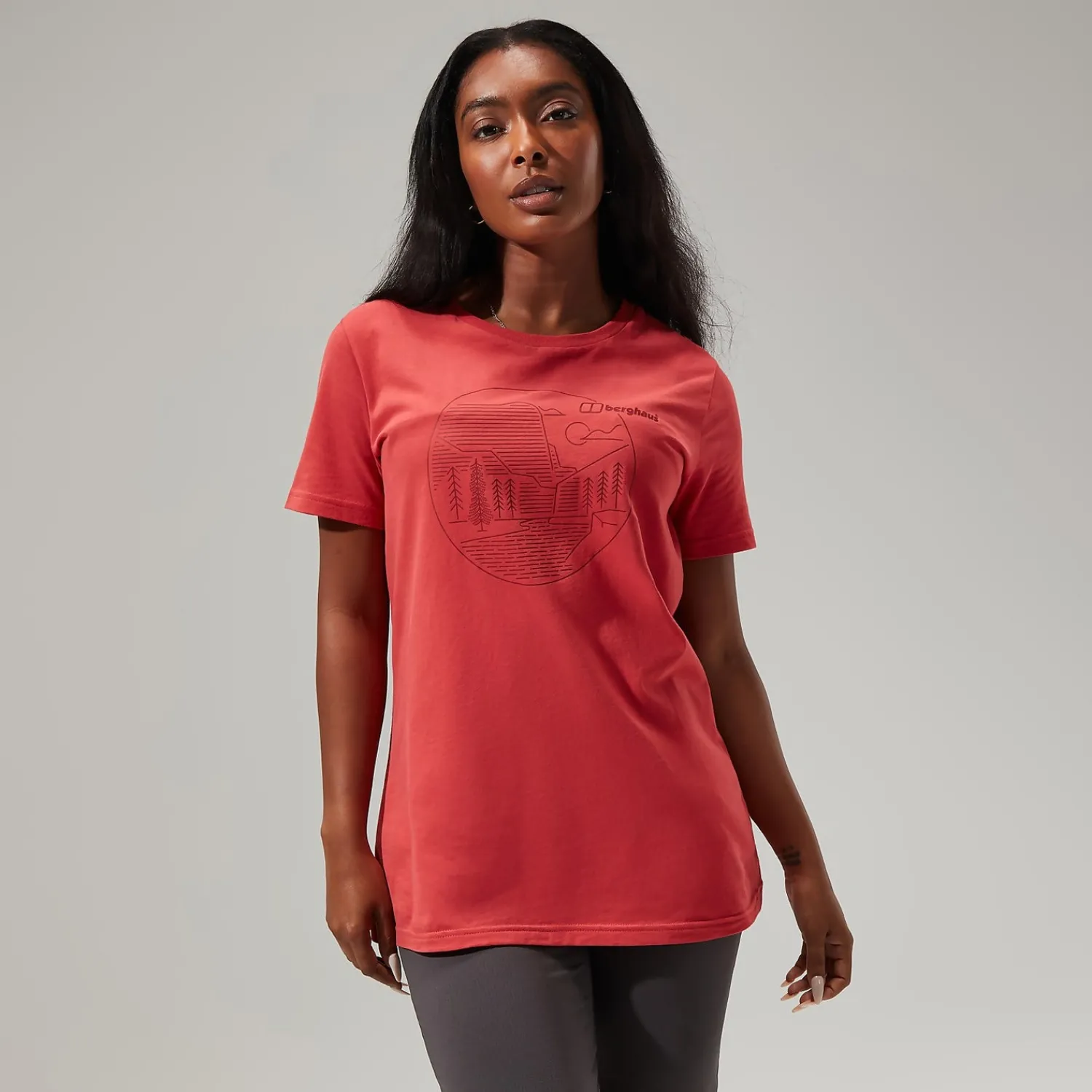 Berghaus Women's Linear Landscape Super Stretch Tee Red Sale