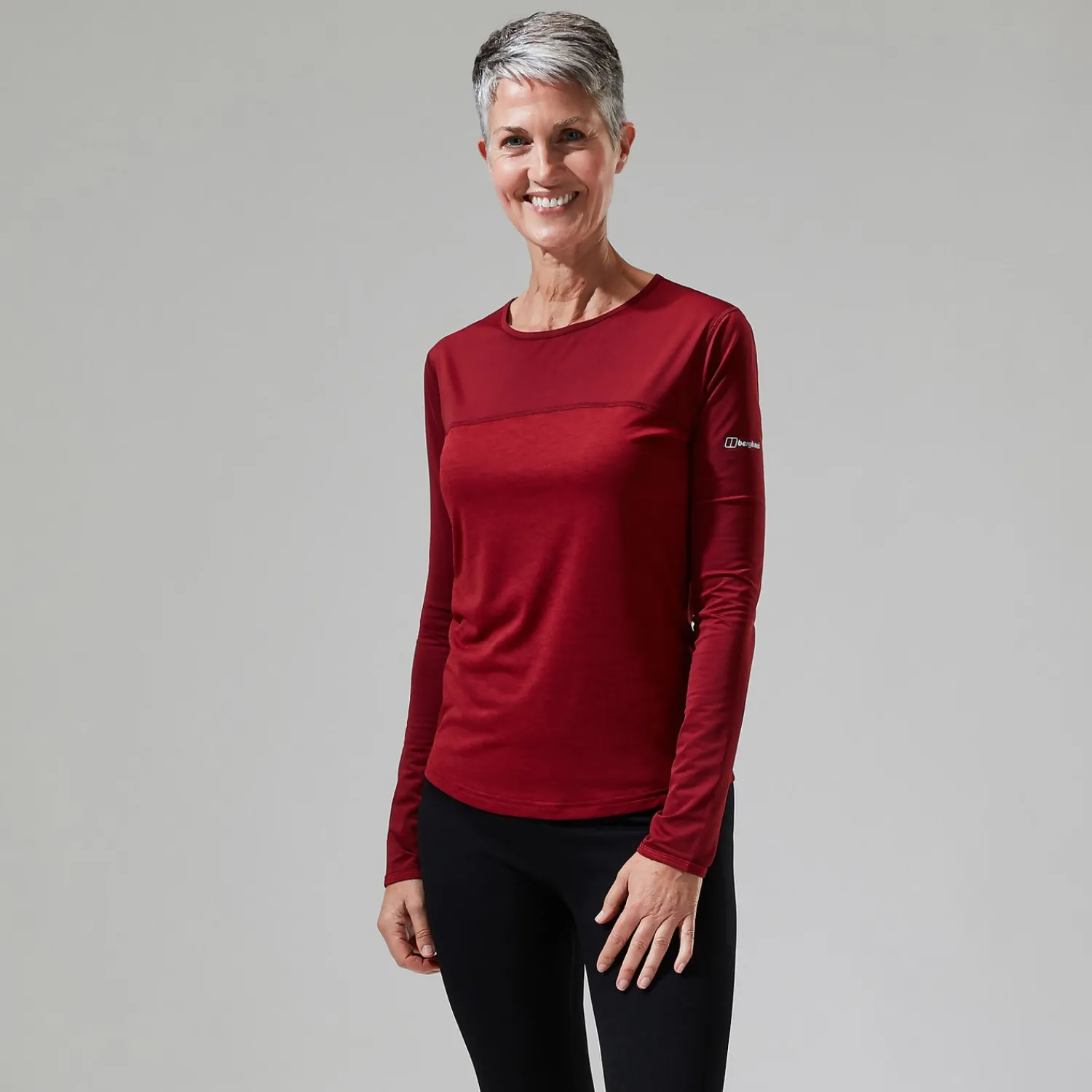 Berghaus Women's Voyager Tech Tee Long Sleeve Crew -Red New