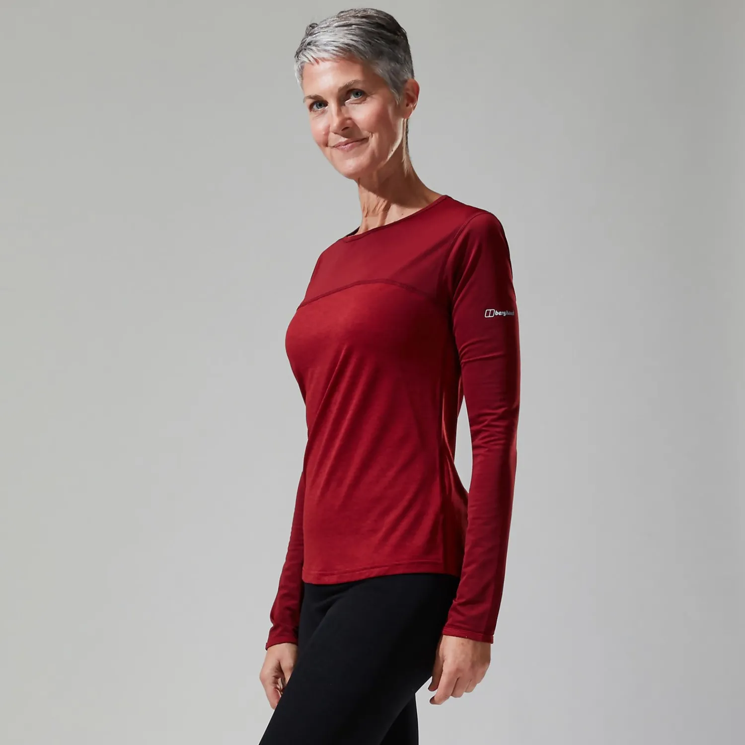 Berghaus Women's Voyager Tech Tee Long Sleeve Crew -Red New