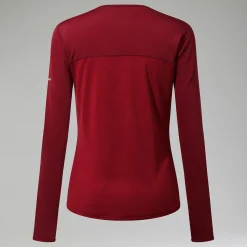 Berghaus Women's Voyager Tech Tee Long Sleeve Crew -Red New