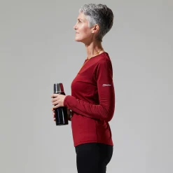 Berghaus Women's Voyager Tech Tee Long Sleeve Crew -Red New