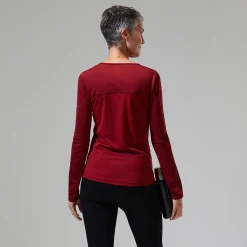 Berghaus Women's Voyager Tech Tee Long Sleeve Crew -Red New