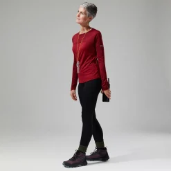 Berghaus Women's Voyager Tech Tee Long Sleeve Crew -Red New