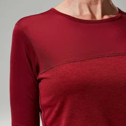 Berghaus Women's Voyager Tech Tee Long Sleeve Crew -Red New