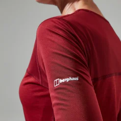 Berghaus Women's Voyager Tech Tee Long Sleeve Crew -Red New