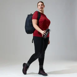 Berghaus Women's Voyager Tech Tee Super Stretch Crew - Dark Red Fashion