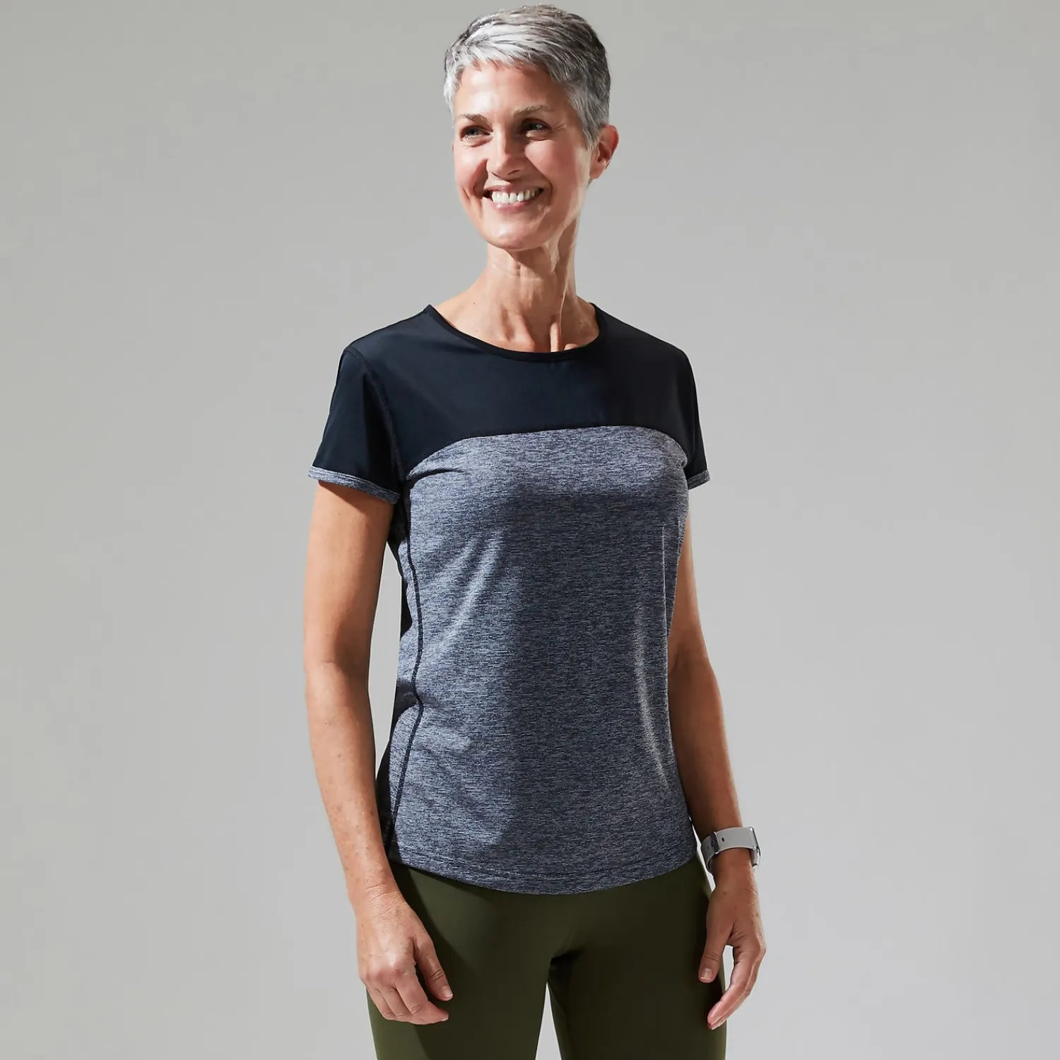 Berghaus Women's Voyager Tech Tee Short Sleeve Crew - Dark Grey / Black Online