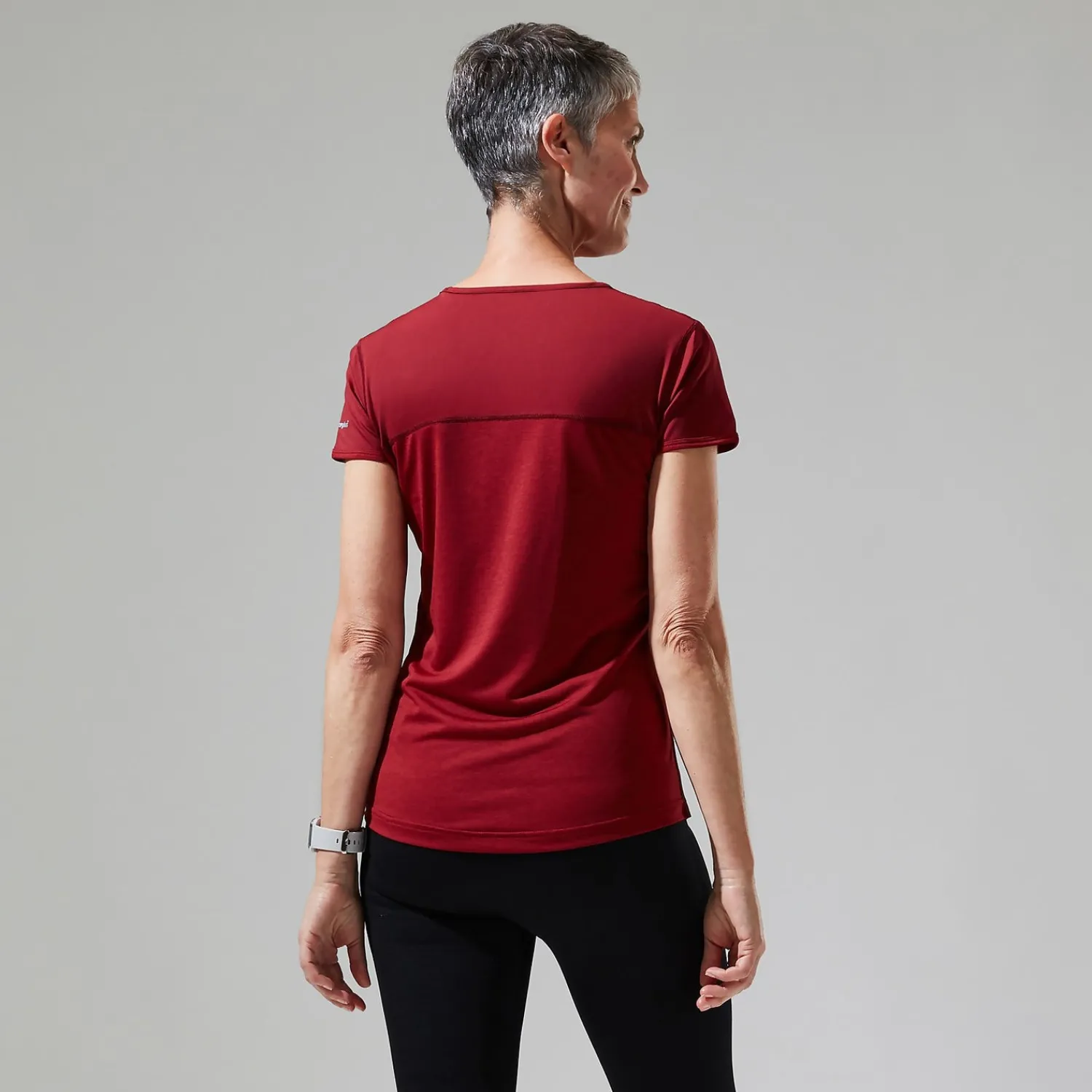 Berghaus Women's Voyager Tech Tee Super Stretch Crew - Dark Red Fashion