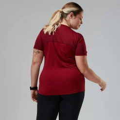 Berghaus Women's Voyager Tech Tee Super Stretch Crew - Dark Red Fashion
