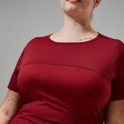 Berghaus Women's Voyager Tech Tee Super Stretch Crew - Dark Red Fashion